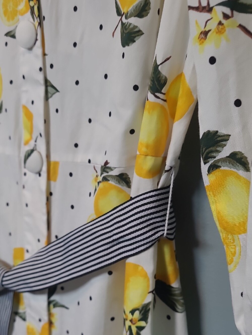 Lemon Print Midi Dress - White/Yellow - Picture 12 of 16